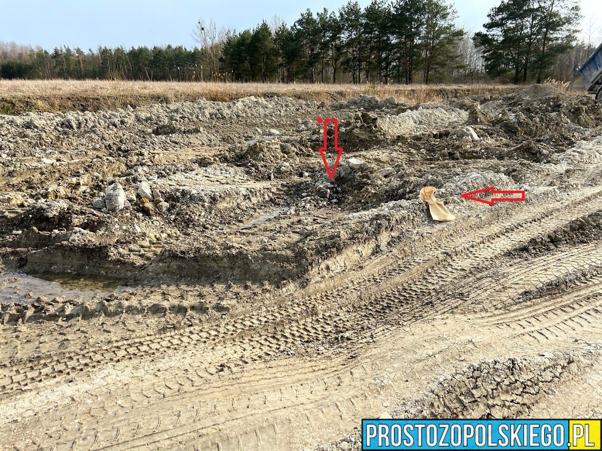 Ludzkie szczątki zauważył jeden z kierowców ciężarówki, który przewoził ziemie z budowy.(Zdjęcia)