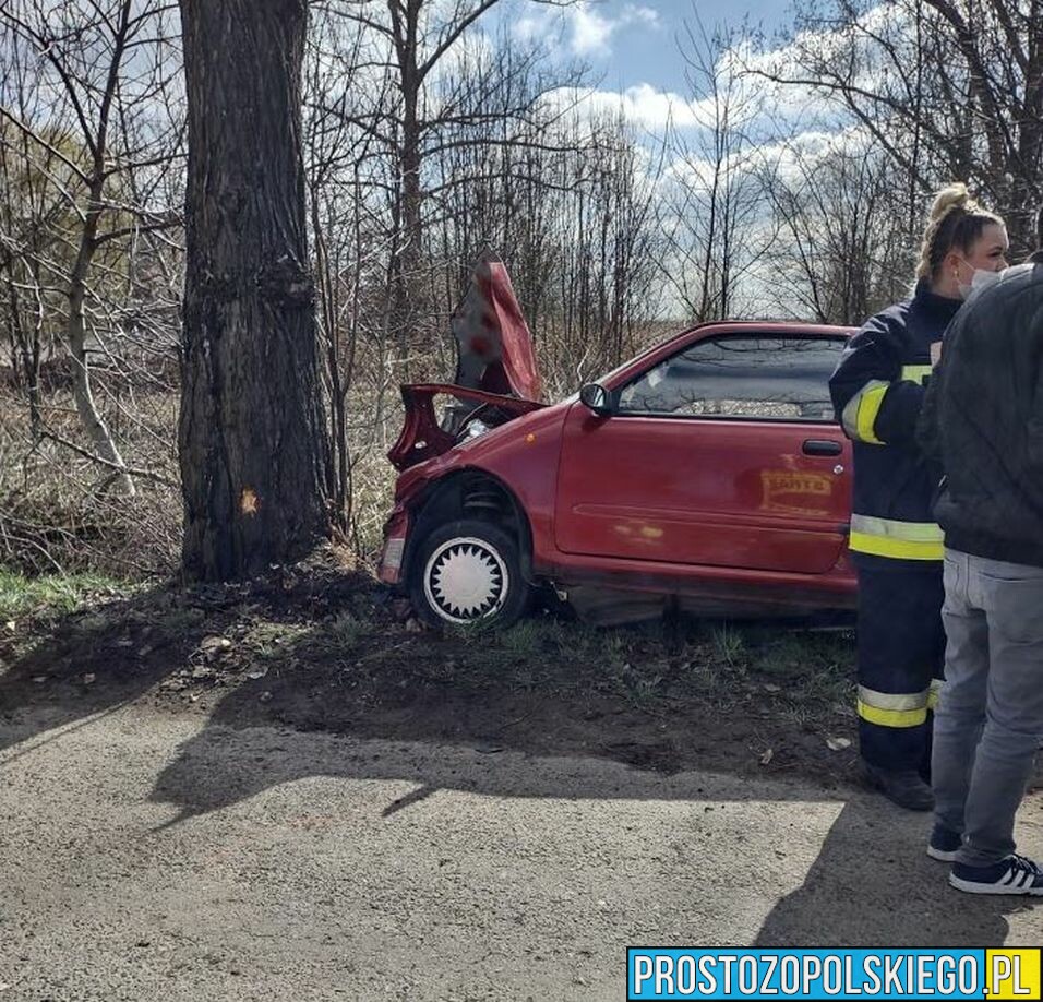 20-latka wjechał fiatem w drzewo. Z obrażeniami została zabrana do szpitala w Namysłowie.(Zdjęcia)