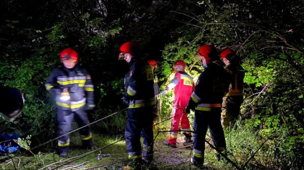 Młoda dziewczyna spadła z drzewa doznając otwartego złamania. Karetka jadąca do poszkodowanej zakopała się. Z pomocą przyjechali strażacy.