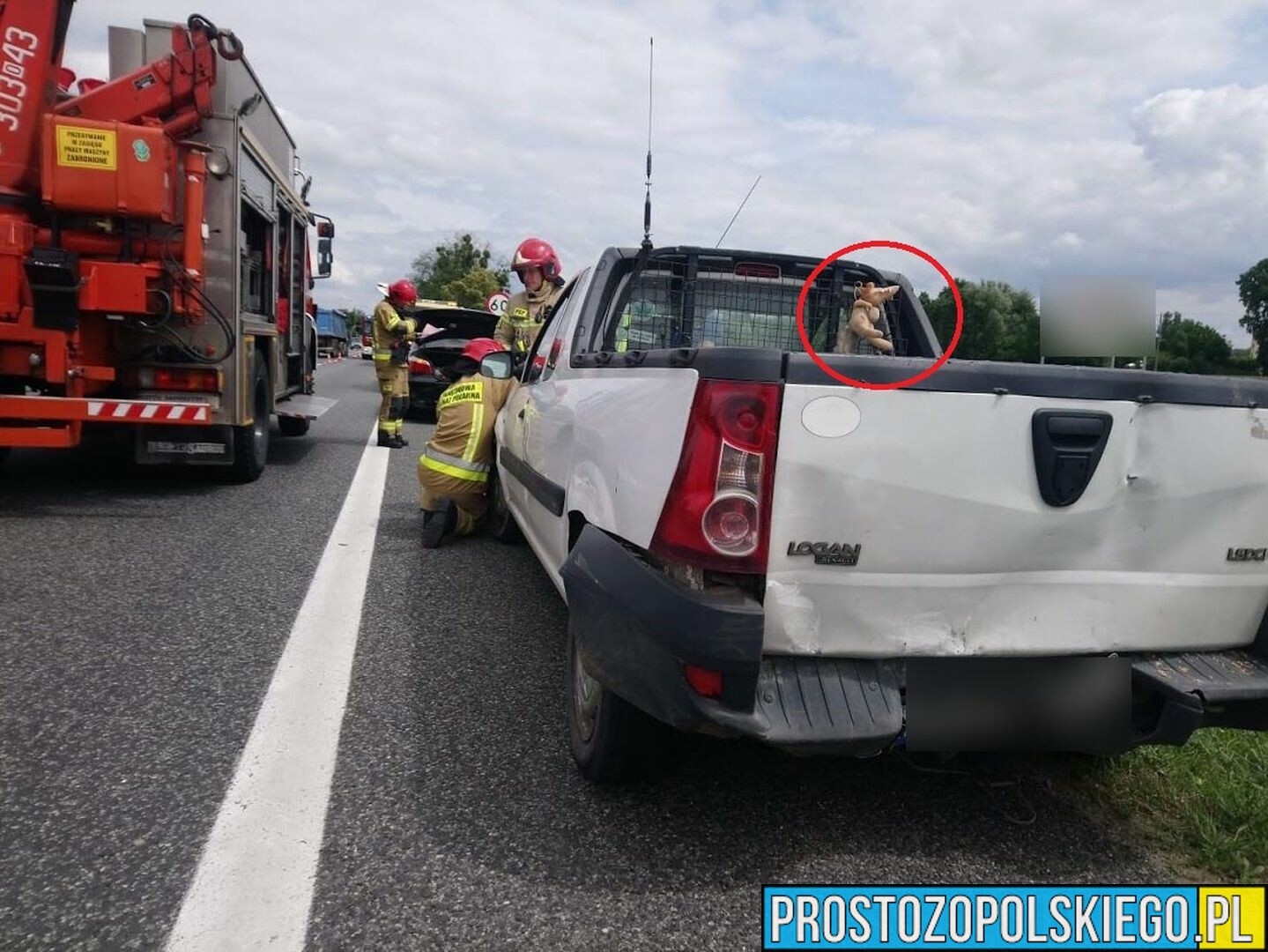 Wypadek na dk46 w miejscowości Dąbrowa.