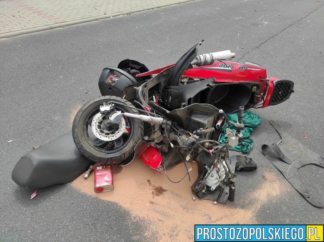 Zderzenie motocyklisty z audi w Popielowie.(Zdjęcia)