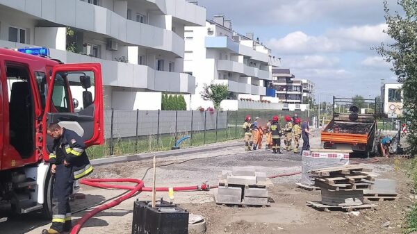 Pożar samochodu dostawczego na ul. Sieradzkiej w Opolu.(Wideo)