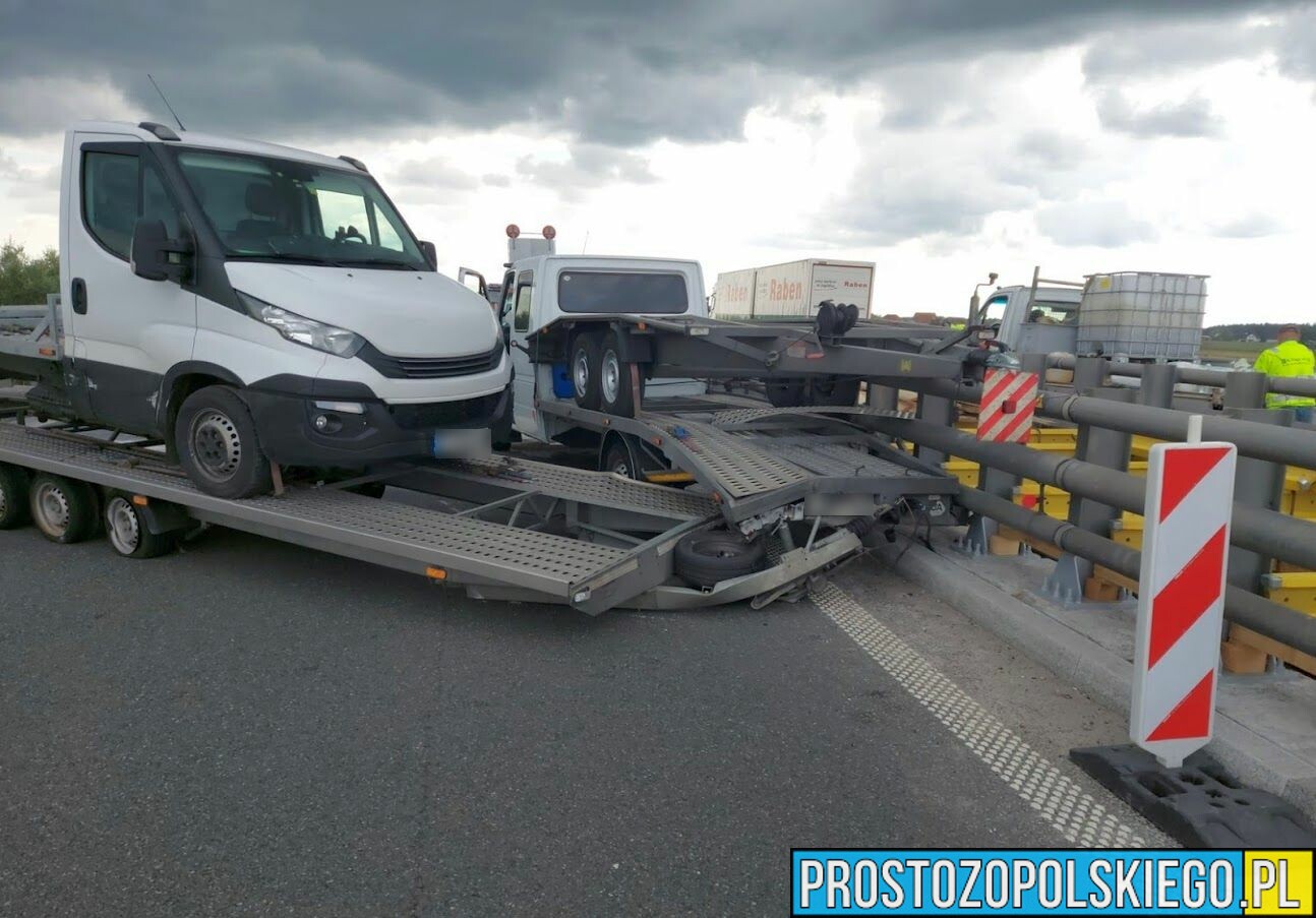Wypadek autolawety na moście na autostradzie A4.(Zdjęcia)