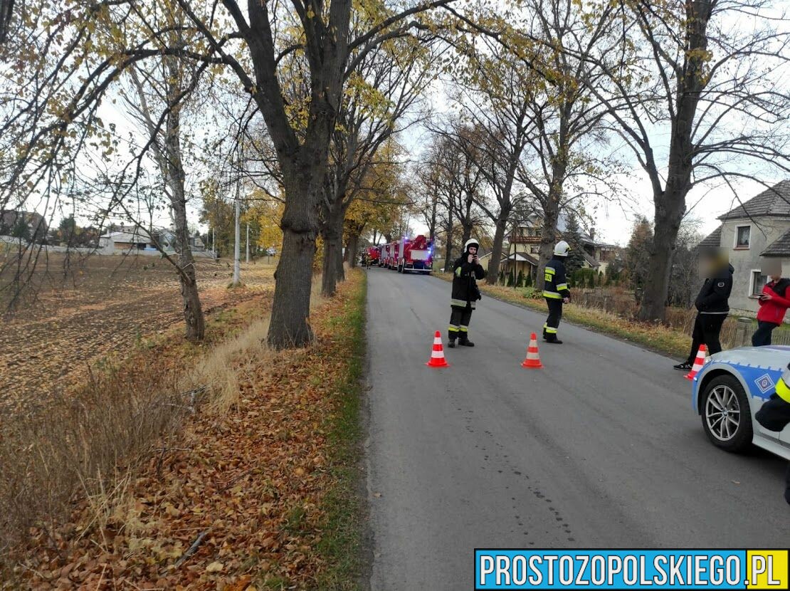 Operator koparki uszkodził gazociąg w Luboszycach koło Opola.(Wideo)