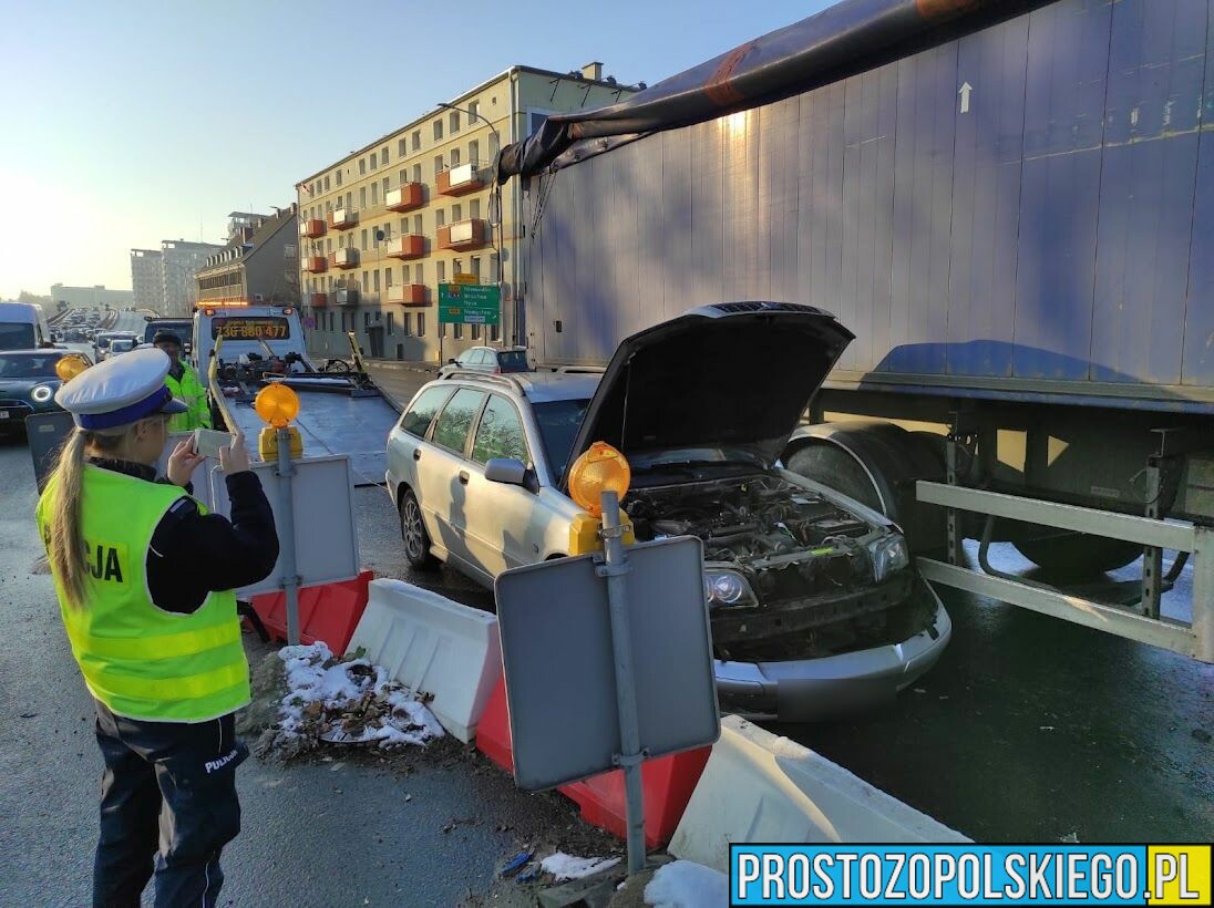 Zderzenie ciężarówki z osobówką na ul. Nysy Łużyckiej w Opolu.(Zdjęcia)