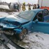 Dachowanie bmw w miejscowości Kórnica(powiat Krapkowicki).Kierowca z obrażeniami ciała został zabrany do szpitala.