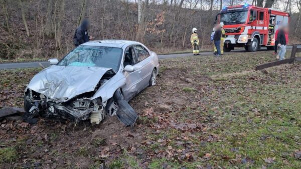 24-latek jadący hondą wjechał w słup energetyczny w miejscowości Kały (gm. Murów).