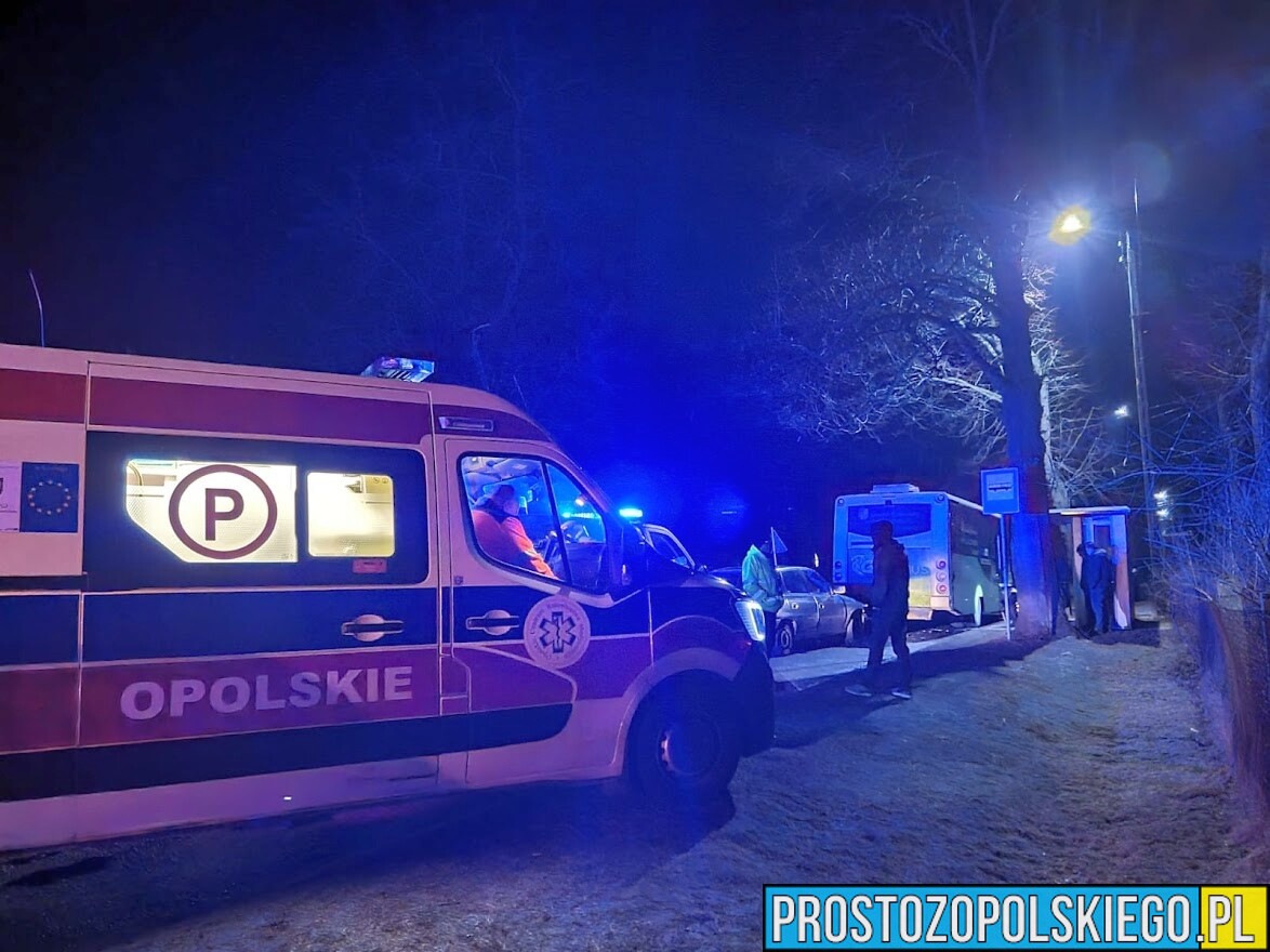 Kierująca autem uderzyła w autobus, z którego wysiadali pasażerowie na przystanku w Łubnianach. (Zdjęcia)