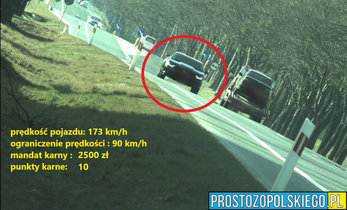 24-latek na trasie Strzelce Opolskie - Opole jechał chevroletem z prędkością 173 km/h.