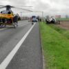 Wypadek na obwodnicy Opola. Zderzyły się tam dwie ciężarówka bus i osobówka. Na miejscu lądował LPR.(Zdjęcia&Wideo)