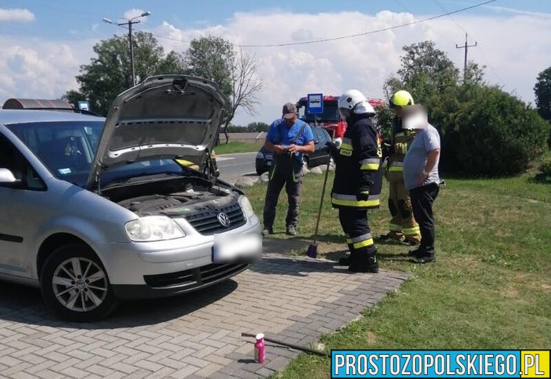 Strażacy z OSP uwalniali z auta zaskrońca.