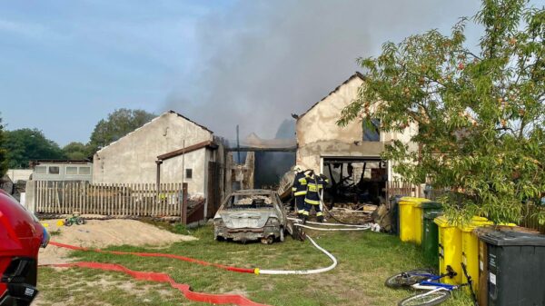 Pożar budynku gospodarczego w Krasiejowie.(Zdjęcia)