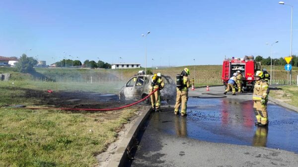 Pożar samochodu na MOP Góra Świętej Anny.(Zdjęcia)