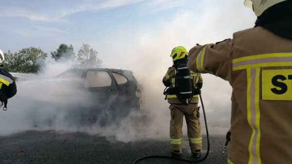 Pożar samochodu na opolskim odcinku autostrady A4.(Zdjęcia)