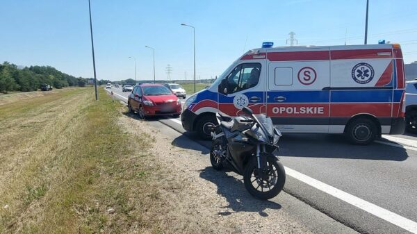 Wypadek na obwodnicy Opola koło Turawa Park. Ranny motocyklista.(Zdjęcia)