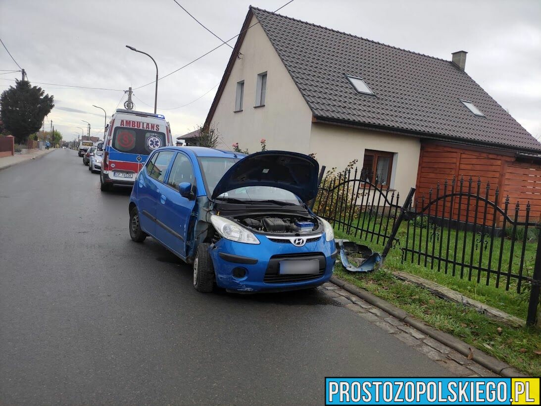 Kierujący autem wjechał w ogrodzenie na ul.Kwoczka w Opolu.(Wideo)