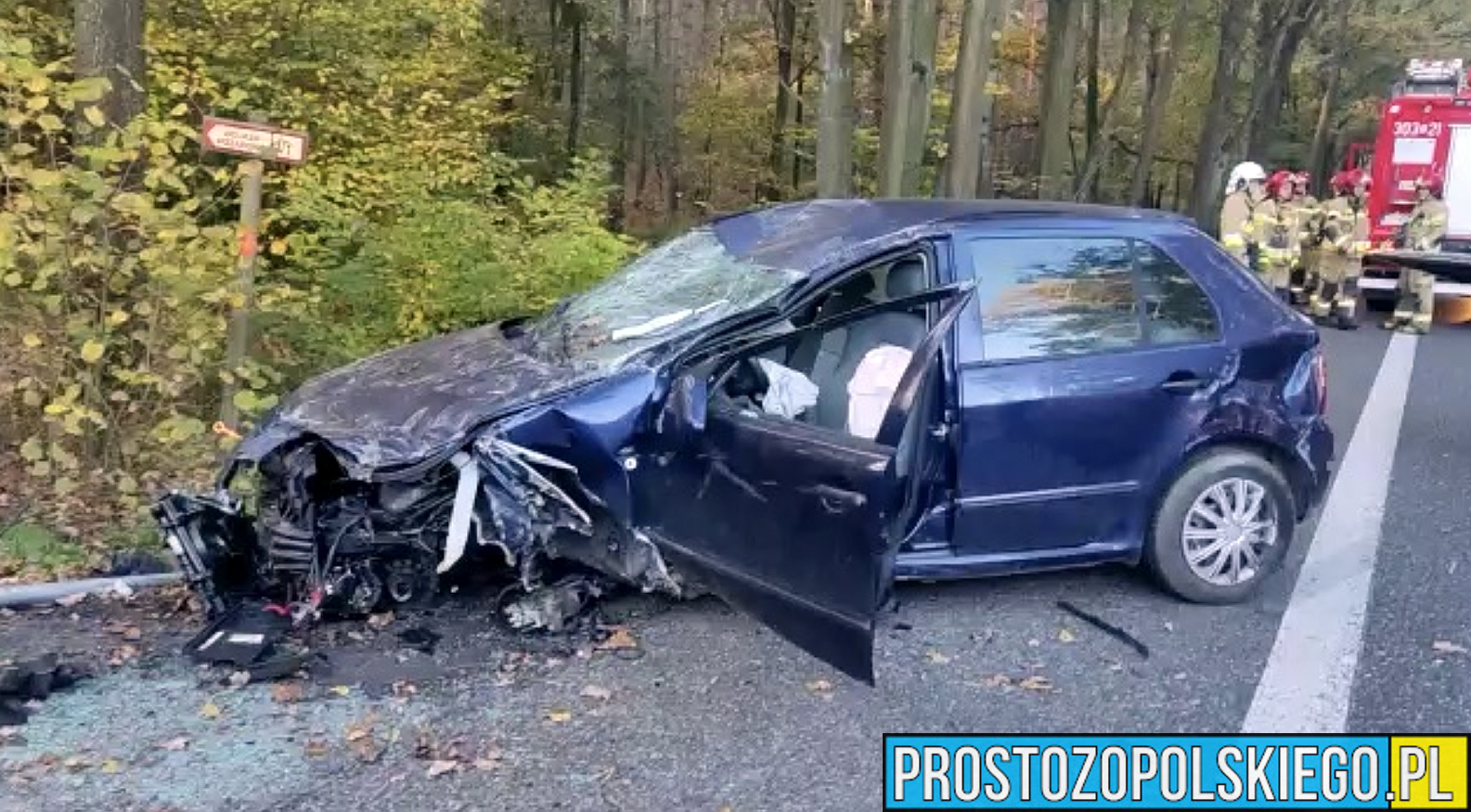 Wypadek w Lesie Dąbrowskim na DK46.Jedna osoba trafiła do szpitala.(Zdjęcia&Wideo)