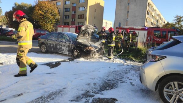 Pożar samochodu na ul. Gospodarczej w Opolu.(Wideo)