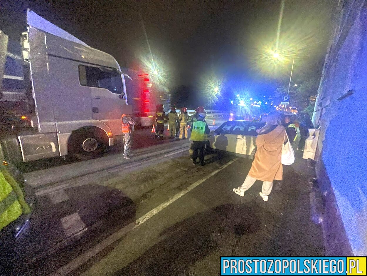 Zderzenie ciężarówki z samochodem osobowym w Opolu .