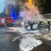 Pożar busa na Mop Góra Świętej Anny na autostradzie A4.(Zdjęcia)