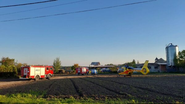 Wypadek podczas prac rolnicznych .Lądował LPR Ratownik23.