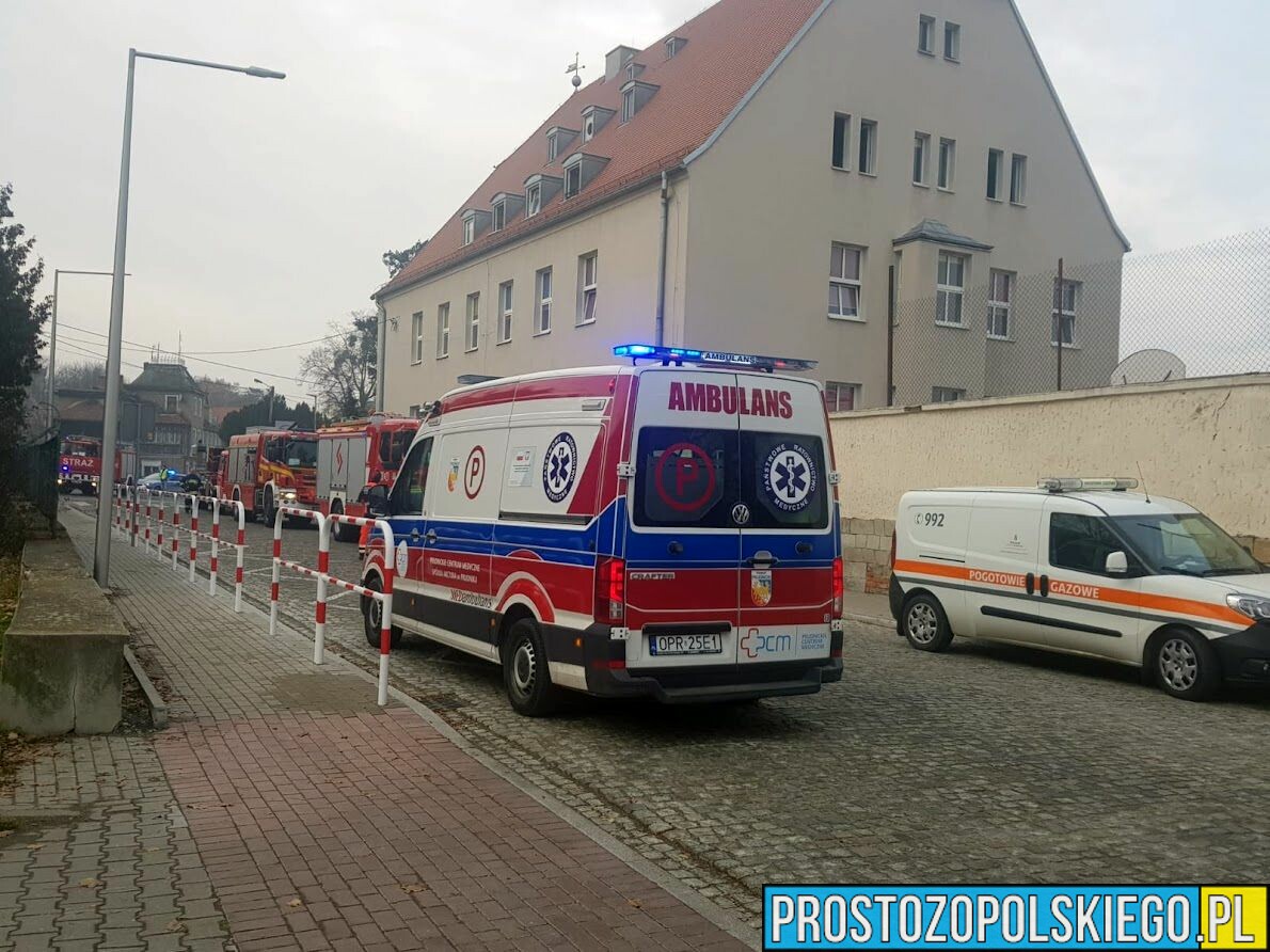 Pożar kotłowni w Szkole Podstawowej nr 4 w Głogówku. Ewakuowano 60 osób.