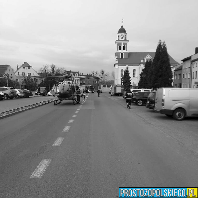 Nagle zatrzymanie krążenia w centrum Prószkowa. Na miejscu lądował LPR.(Zdjecia&Wideo)
