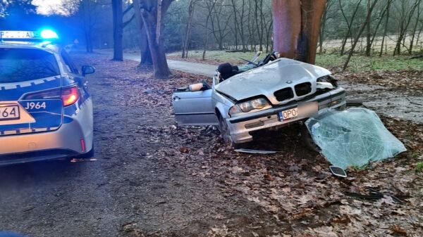 Turawa-Marszałki kierujący BMW uderzył w drzewo(Zdjęcia)