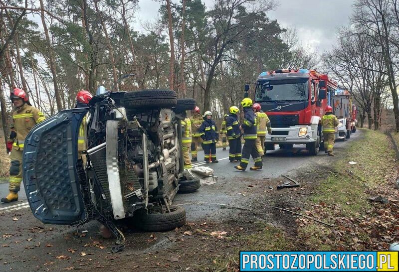 Wypadek na DW nr 423 w lesie pomiędzy Kłodnicą a Januszkowicami.