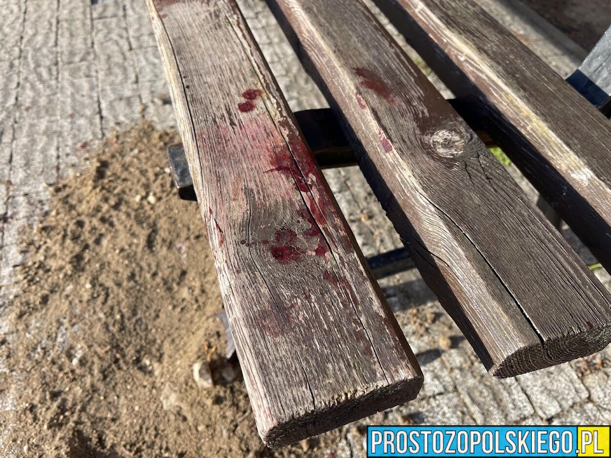 Kobieta z ranami ciętymi głowy i twarzy znaleziona w kałuży krwi na ławce w centrum Opola.(Zdjęcia)
