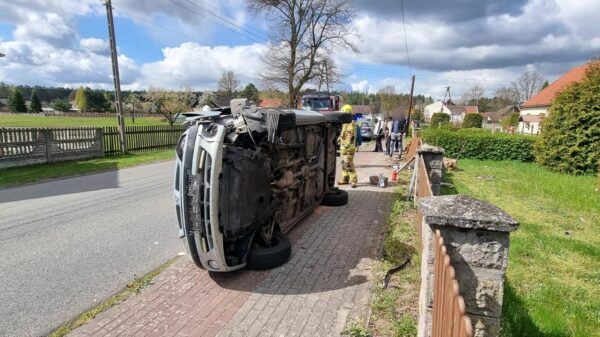 67-letni kierowca nie dostosował prędkości i uderzył w ogrodzenie w miejscowości Ładza, w powiecie namysłowskim.