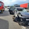 Wypadek na opolskim odcinku autostrady A4.Zderzenie volvo z samochodem dostawczym.(Zdjęcia)