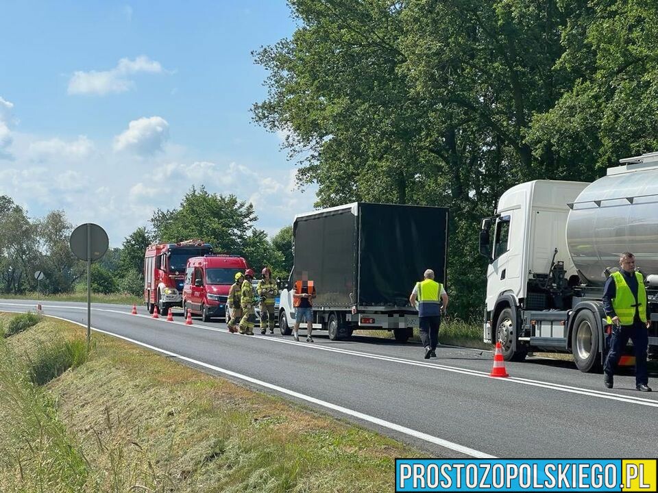 Zderzenie ciężarówki z dostawczakiem na DK11 pomiędzy Gołkowicami i Kostowem.