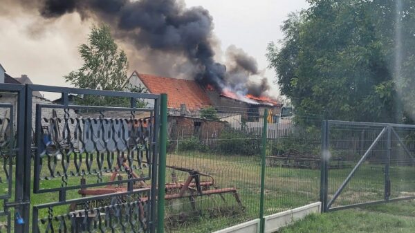 Pożar stodoły w Grodkowie.(Zdjęcia)