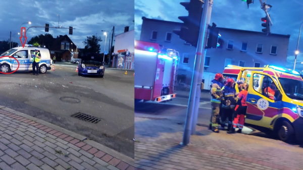 Wypadek samochodowy z udziałem radiowozu na skrzyżowaniu w Opolu. Funkcjonariuszka została zabrana do szpitala.(Zdjecia&Wideo)