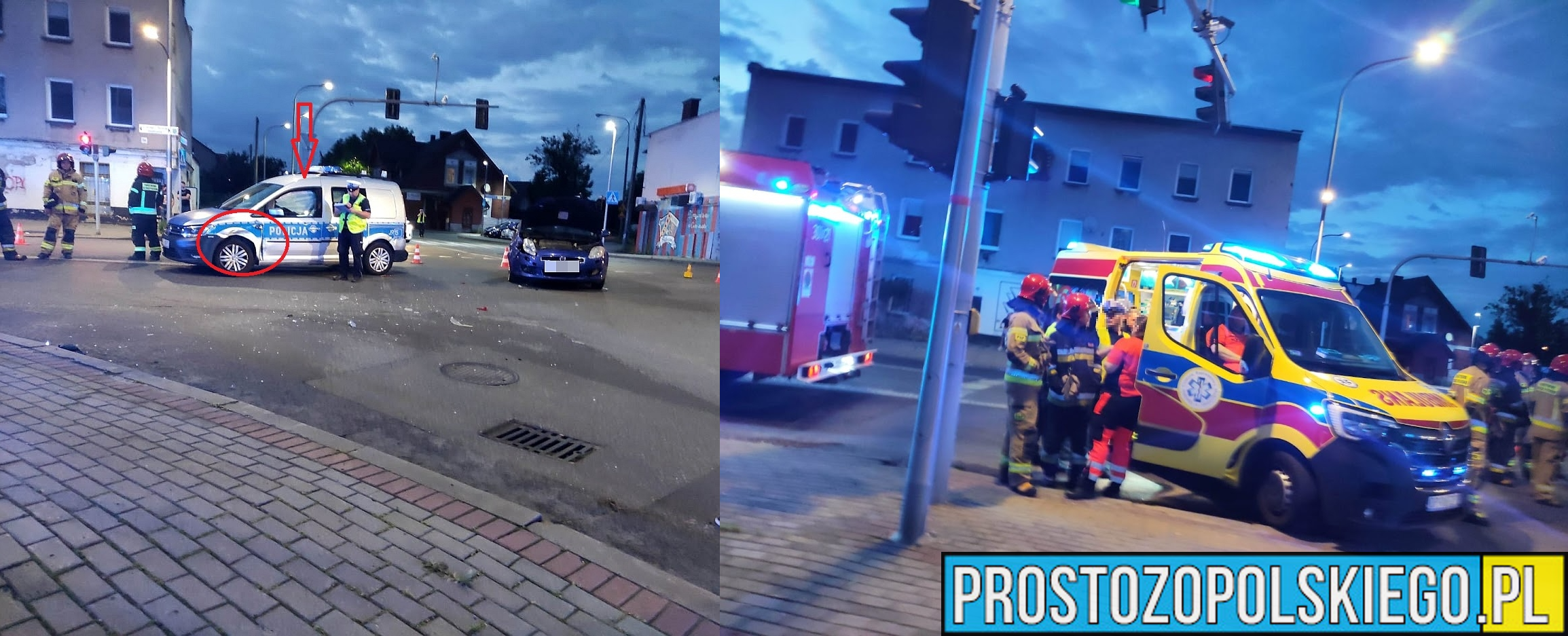 Wypadek samochodowy z udziałem radiowozu na skrzyżowaniu w Opolu. Funkcjonariuszka została zabrana do szpitala.(Zdjecia&Wideo)