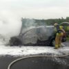 Pożar samochodu na autostradzie A4 na 249 km kierunek Wrocław.(Wideo)