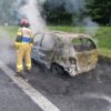 Pożar samochodu na autostradzie A4.(Zdjęcia&Wideo)