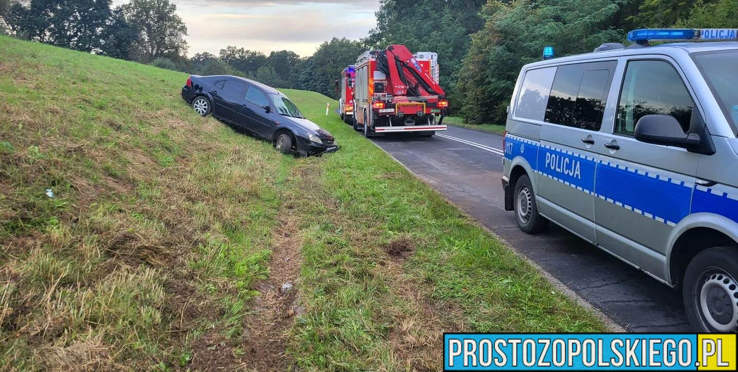 Strażacy z Brzegu najechali na wypadek w miejscowości Kościerzyce na DW457.