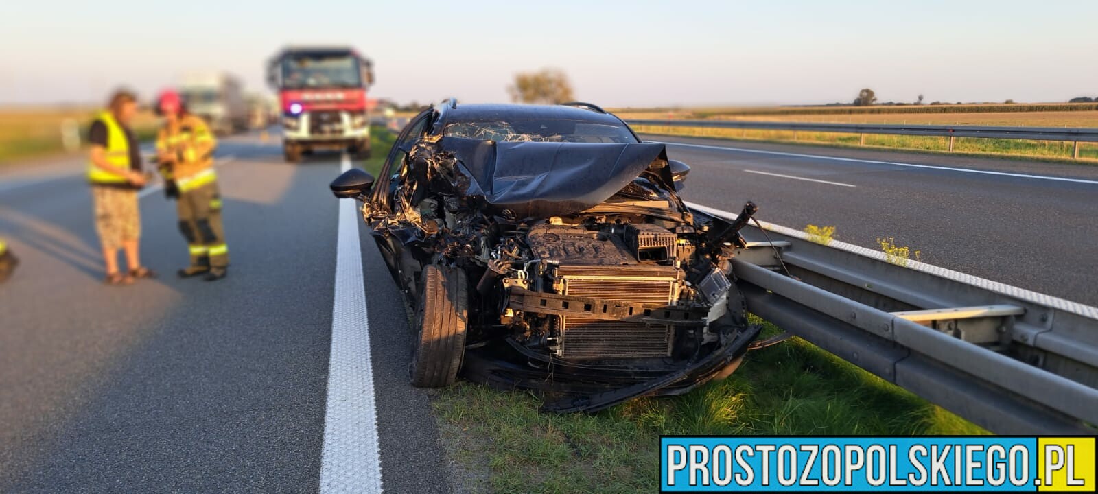 Wypadek na opolskim odcinku autostrady A4 na 203 km Wrocław.Na miejscu lądował LPR.(Zdjęcia)