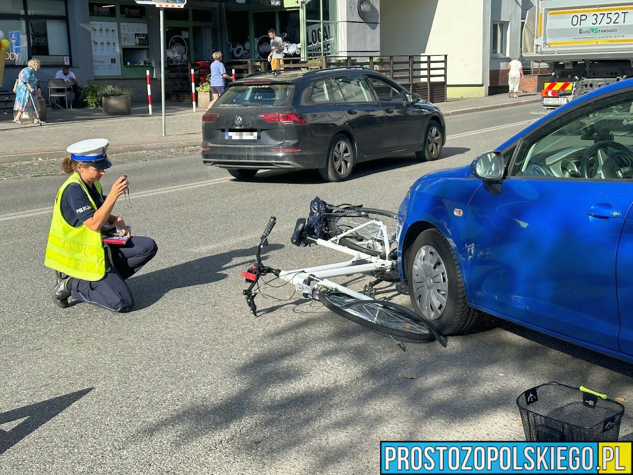 Zderzenie rowerzystki z samochodem osobowym na ul. Spychalskiego w Opolu.(Zdjęcia)