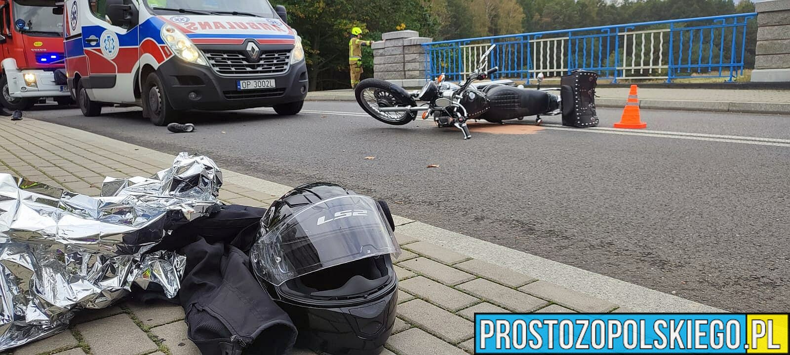 Kierujący motocyklem przewrócił sie na moście na trasie Antoniów-Dylaki. Pasażerka została ranna.(Zdjęcia)