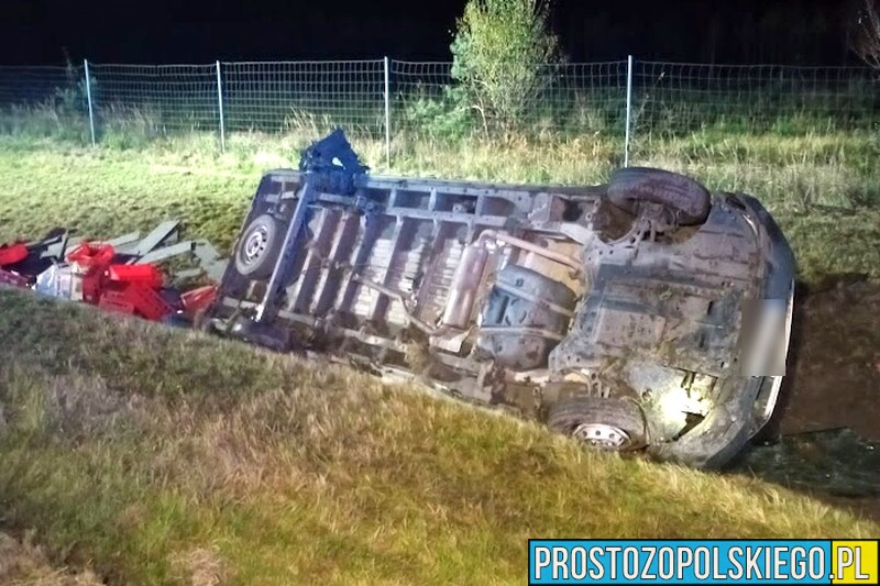 Wypadek na opolskim odcinku autostrady A4 na 232 km kierunek Katowice. Wystrzał opony w busie.