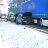 Wypadek na DK46 w lesie Dąbrowskim. Zderzenie osobówki z ciężarówką.(Zdjęcia)