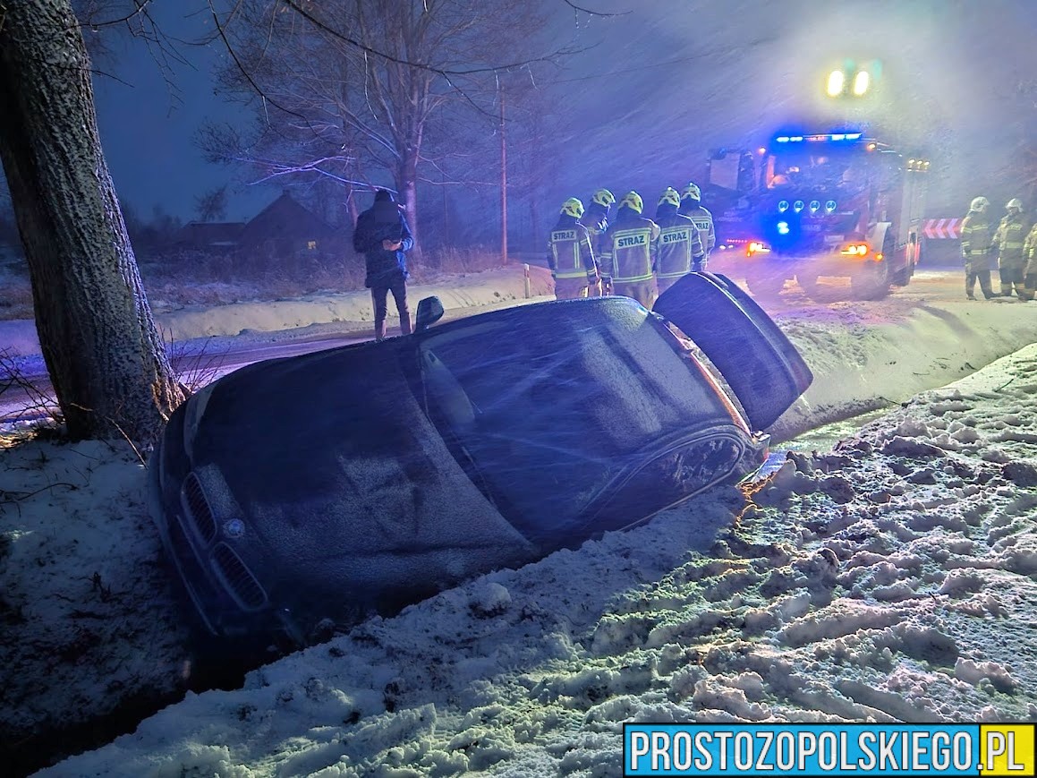 Grabice : kierujący BMW wjechał autem do rowu. Auto powiadomiło służby ratunkowe e-Call.(Zdjęcia)
