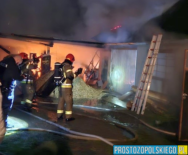 Pożar zabudowań gospodarczych w Łące Prudnickiej.(Zdjęcia&Wideo)