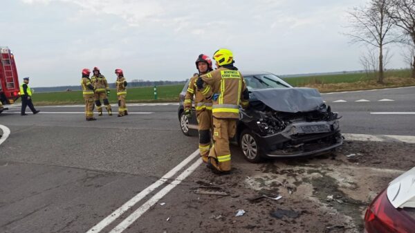 Zderzenie trzech samochodów na DK42 Czaple Stare. Jedna osoba poszkodowana.(Zdjęcia)