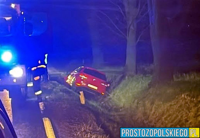 Wypadek na DK45 w miejscowości Lasowice Wielkie. Dwie osoby zostały poszkodowane.