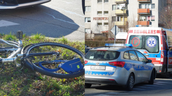 Rowerzystka zderzyła sie z samochodem na ul. Piotrkowskiej w Opolu.(Zdjęcia)