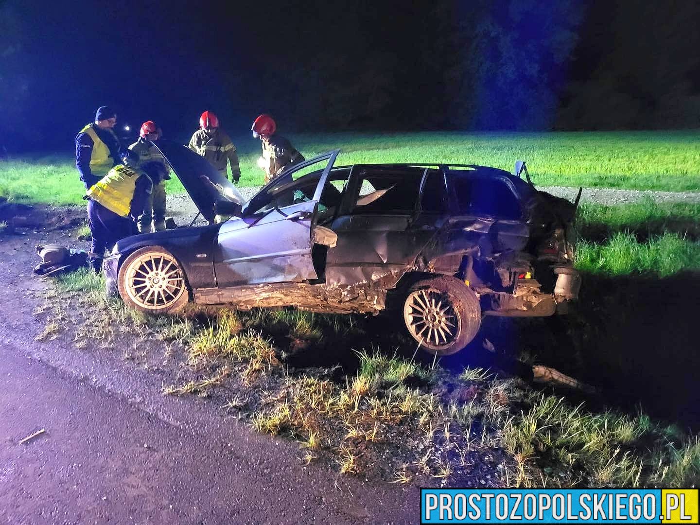 Zdarzenie drogowe BMW między Kłodnicą a Januszkowicami. Samochód był bez tablic i bez kierowcy.